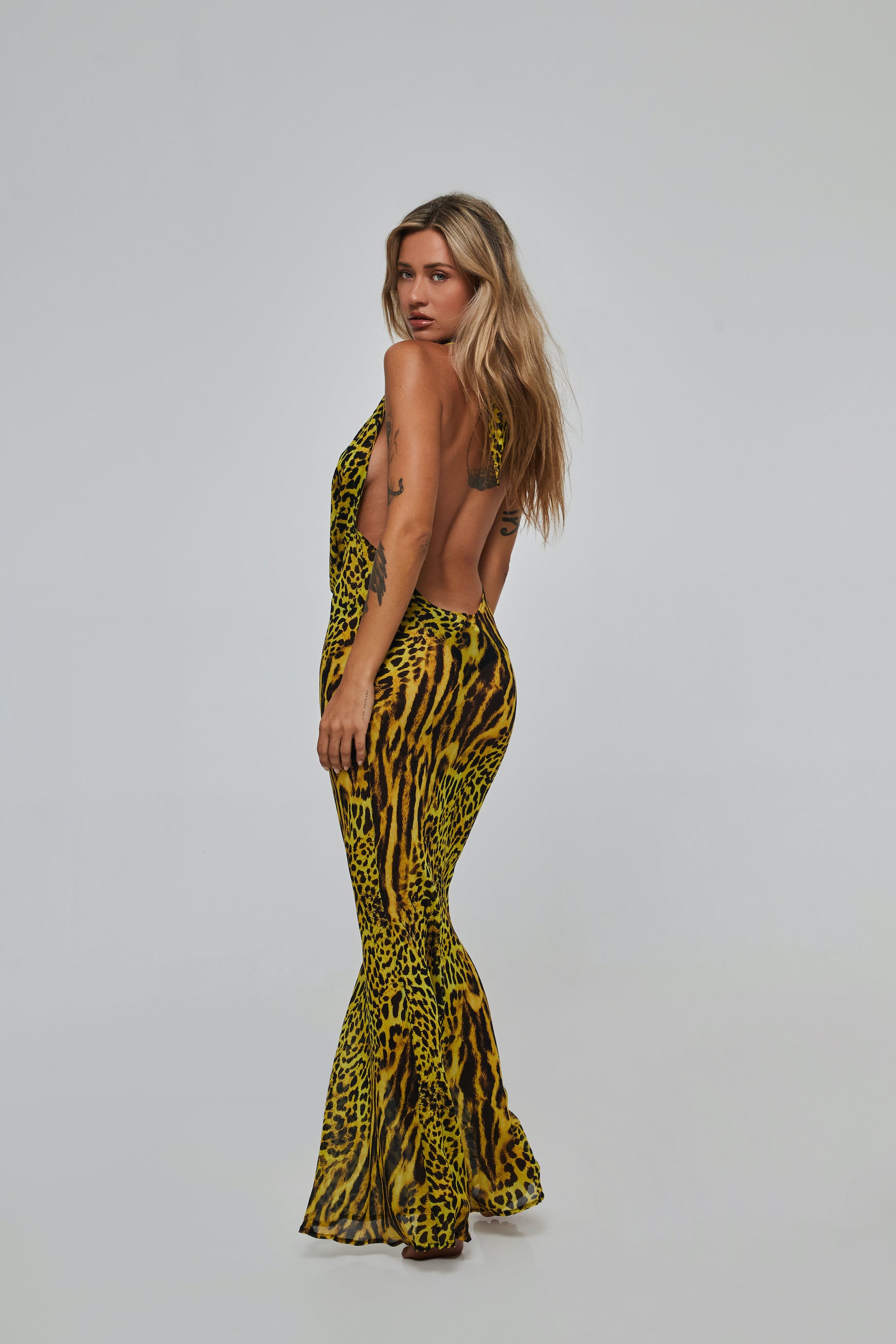 DAKOTA DRESS IN YELLOW LEOPARD