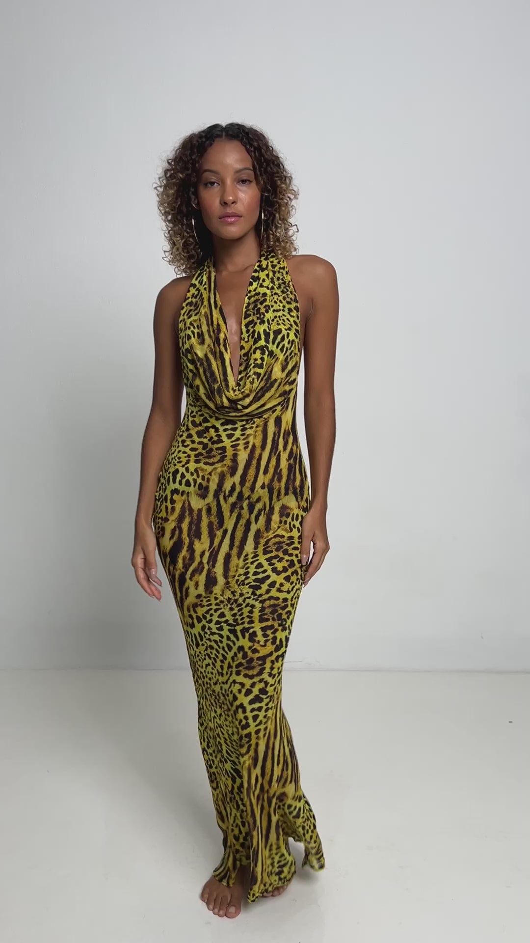 DAKOTA DRESS IN YELLOW LEOPARD