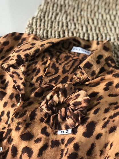 Tie-Dye and Leopard Silk Scrunchies